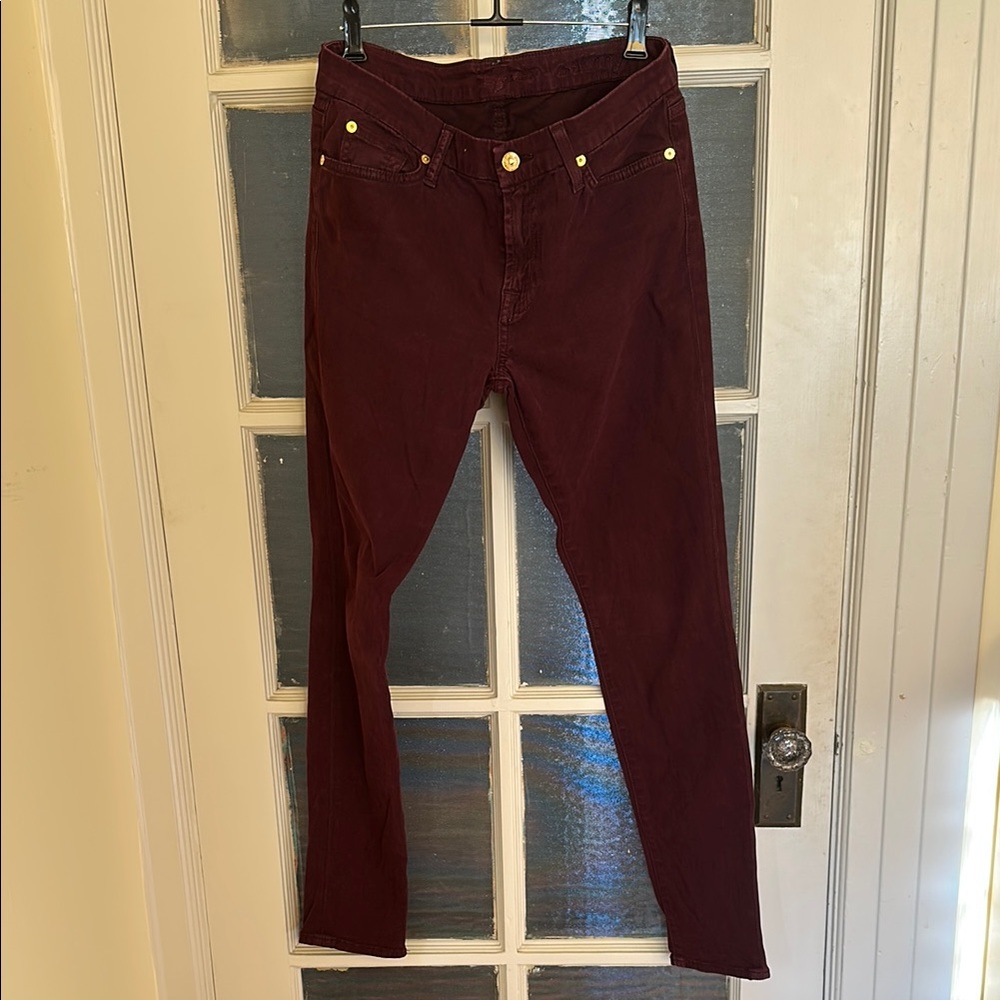 7 For All Mankind Dark Red Skinny Jeans Sz 30